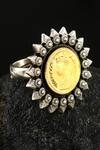 Shop_Noor_Gold Plated Floral Motif Coin Ring_at_Aza_Fashions