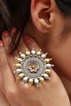 Buy_Noor_Gold Plated Floral Adjustable Ring _at_Aza_Fashions