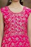 Buy_Naintara Bajaj_Pink Kurta Jacquard Embroidery Floral Round Neck Vines Work Pant Set _Online_at_Aza_Fashions