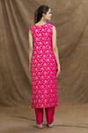 Shop_Naintara Bajaj_Pink Kurta Jacquard Embroidery Floral Round Neck Vines Work Pant Set _at_Aza_Fashions