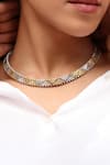 Buy_Noor_Gold Plated Stone Silver Carved Necklace Set _at_Aza_Fashions