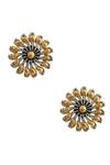 Shop Noor Gold Plated Parrot Sun-floral Stud Earrings at Aza Fashions Shop_Noor_Gold Plated Parrot Sun-floral Stud Earrings_at_Aza_Fashions