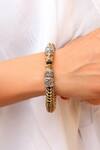 Buy_Noor_Gold Plated Diamonds Lion Design Polki Bangle_at_Aza_Fashions