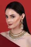 Buy_Auraa Trends_Gold Plated Stones, Pearls Kundan Embellished Choker And Earrings Set _at_Aza_Fashions