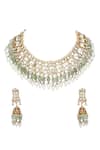 Shop_Auraa Trends_Gold Plated Stones, Pearls Kundan Embellished Choker And Earrings Set _at_Aza_Fashions