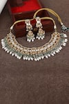 Auraa Trends_Gold Plated Stones, Pearls Kundan Embellished Choker And Earrings Set _Online_at_Aza_Fashions