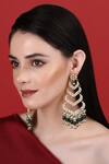 Buy_Auraa Trends_Gold Plated Stones, Diamonds, Zari Handcrafted Embellished Tiered Earrings _at_Aza_Fashions