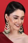 Auraa Trends_Gold Plated Stones, Diamonds, Zari Handcrafted Embellished Tiered Earrings _Online_at_Aza_Fashions
