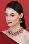 Buy_Auraa Trends_Gold Plated Stones Temple Motif Embellished Choker Set _at_Aza_Fashions