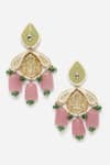 Dugran By Dugristyle_Pink Pearls, Stones, Rhinestones Kundan Embellished Earrings _Online_at_Aza_Fashions