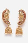 Dugran By Dugristyle_Red Embellished Faux Ruby Jhumkas _Online_at_Aza_Fashions