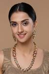 Buy_Dugran By Dugristyle_Red Meenakari Work And Kundan Embellished Long Necklace Set _at_Aza_Fashions