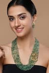 Buy_Dugran By Dugristyle_Green Pearls, Stones Radha Krishna Layered Necklace Set _at_Aza_Fashions