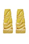 Buy_Radhika Agrawal Jewels_Gold Plated Oblong Wavy Hoops _at_Aza_Fashions