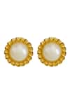 Shop_Radhika Agrawal Jewels_Gold Plated Pearls Twisted Faux Studs _at_Aza_Fashions