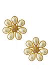 Shop_Radhika Agrawal Jewels_White Pearls Xl Daisy Stud Earrings _at_Aza_Fashions