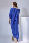 Shop_NA-KA_Blue Satin Solid V Neck Cowl Draped Maxi Dress _at_Aza_Fashions