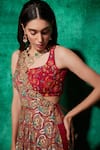 Shop_Saaj by Ankita_Pink Georgette Embroidery Thread Square Neck Bloom Blouse And Sharara Set _Online_at_Aza_Fashions