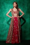 Buy_Saaj by Ankita_Pink Georgette Embroidery Thread Blouse Florescence Work Lehenga Set _at_Aza_Fashions