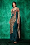 Buy_Saaj by Ankita_Green Georgette Embroidery Beads V Neck Mirror Work And Jumpsuit _Online_at_Aza_Fashions