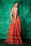 Shop_Saaj by Ankita_Orange Organza Geometric Floral Work Lehenga With Embellished Crop Top _at_Aza_Fashions