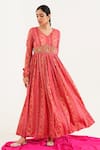 Avaha_Pink Viscose Silk Printed And Phula Ghamzeh Anarkali With Dupatta _Online_at_Aza_Fashions