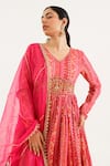 Avaha_Pink Viscose Silk Printed And Phula Ghamzeh Anarkali With Dupatta _at_Aza_Fashions