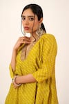 Avaha_Yellow Chanderi Printed Sudara Veda Anarkali Kurta And Pant Set _at_Aza_Fashions