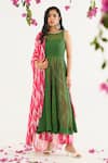 Buy_Avaha_Green Anarkali Georgette Round Raga Malar Kurta And Pant Set _at_Aza_Fashions