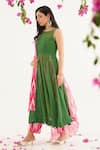 Avaha_Green Anarkali Georgette Round Raga Malar Kurta And Pant Set _Online_at_Aza_Fashions