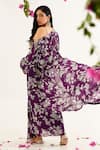 Shop_Avaha_Purple Skirt And Jacket Chinnon Chiffon Raga Kunti Printed & Set _at_Aza_Fashions