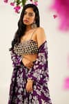 Buy_Avaha_Purple Skirt And Jacket Chinnon Chiffon Raga Kunti Printed & Set _Online_at_Aza_Fashions