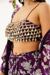 Shop_Avaha_Purple Skirt And Jacket Chinnon Chiffon Raga Kunti Printed & Set _Online_at_Aza_Fashions