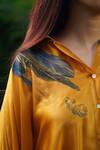 Kyra By Nina + Deepika_Yellow Modal, Satin Collared A Flight Of Dreams Hand Painted Shirt And Pant Set _at_Aza_Fashions