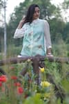 Buy_Kyra By Nina + Deepika_White Modal Satin Hand Painted Dragonfly Paradise Shirt  _at_Aza_Fashions