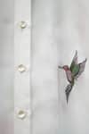 Kyra By Nina + Deepika_White Modal Satin Shirt Collar Hummingbird Handpainted _at_Aza_Fashions