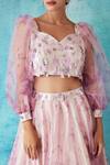 Shop Siyona By Ankurita Purple Crop Top Sleeves And Lehenga Organza Embroidered & Embellished Blouse Set Online at Aza Fashions Shop_Siyona By Ankurita_Purple Crop Top Sleeves And Lehenga Organza Embroidered & Embellished Blouse Set _Online_at_Aza_Fashions
