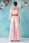 Shop Siyona By Ankurita Pink Georgette Embroidered Round Hand Pleated Blouse And Pant Set at Aza Fashions Shop_Siyona By Ankurita_Pink Georgette Embroidered Round Hand Pleated Blouse And Pant Set _at_Aza_Fashions
