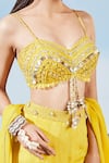 Siyona By Ankurita_Yellow Georgette, Chiffon, Chanderi Beads, Embroidered Blouse Sharara Set _at_Aza_Fashions