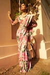 Buy_Tasuvure Indes_Multi Color Blossom Pattern Pre-draped Ruffle Saree With Blouse  _Online_at_Aza_Fashions