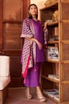 Buy_Tasuvure Indes_Purple Organza, Pashmina, Polyester Tassels Mandarin Myra Pleated Kurta Pant Set_Online_at_Aza_Fashions