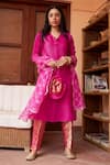 Buy Tasuvure Indes Pink Polyester, Brocade, Organza Sequins V-neck Pleated Kurta Set at Aza Fashions Buy_Tasuvure Indes_Pink Polyester, Brocade, Organza Sequins V-neck Pleated Kurta Set _at_Aza_Fashions