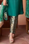 Buy_Tasuvure Indes_Green Kurta Pleated Polyester Embroidery Plain Set With Brocade Pant  