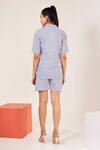 Shop_Pheeta_Blue Cotton Printed Floral Patterns Spread Top And Shorts Nightwear Set _at_Aza_Fashions