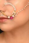 Buy_Riana Jewellery_Gold Plated Stone Floral Bead Nath _at_Aza_Fashions