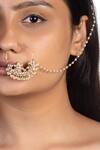 Buy_Riana Jewellery_Gold Plated Stone Floral Bead Drop Nath _at_Aza_Fashions