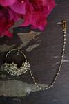 Shop_Riana Jewellery_Gold Plated Stone Floral Bead Drop Nath _at_Aza_Fashions