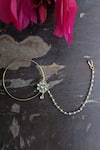 Shop_Riana Jewellery_Gold Plated Stone Floral Nath _at_Aza_Fashions