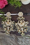 Shop_Riana Jewellery_Gold Plated Stones, Beads Floral Drop Chandbalis _at_Aza_Fashions