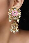 Buy_Riana Jewellery_Gold Plated Stone Floral Enamel Danglers _at_Aza_Fashions